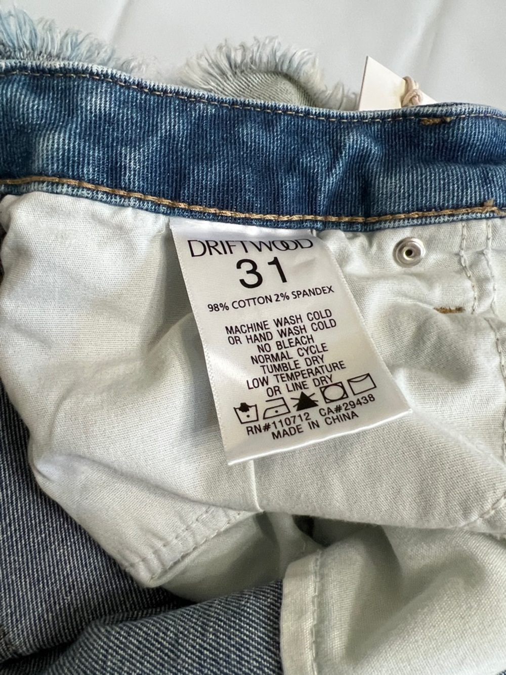 DRIFTWOOD Light Blue Denim Shorts with Red Embroidered Trim - Picture 6 of 15